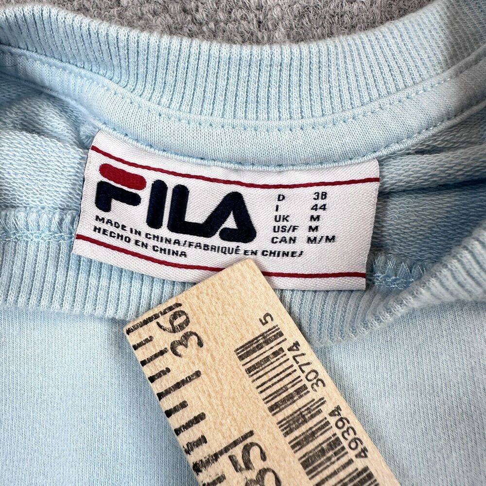 FILA French Terry Sweatshirt Womens M Blue Crewneck Pullover Pockets Lounge - Picture 5 of 9